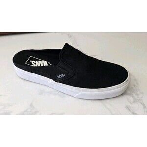 Vans Womens 6 Classic Slip-On Mule Sneaker Shoes Canvas Black Kids 4.5